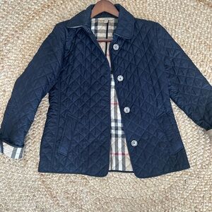 Burberry Navy Quilted Jacket with Check Lining